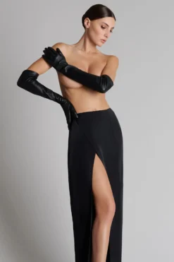 Gants opéra cuir avec jarretelles