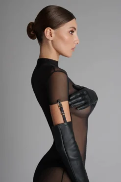Gants opéra cuir avec jarretelles