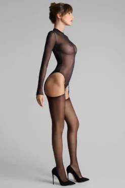 LegwearBas coupés roulés couture Lurex 20D - Noir/Or