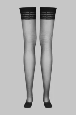 LegwearBas voile jarretières rayées 20D