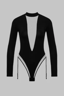 Pure TentationBody string col V manches longues porte-jarretelles