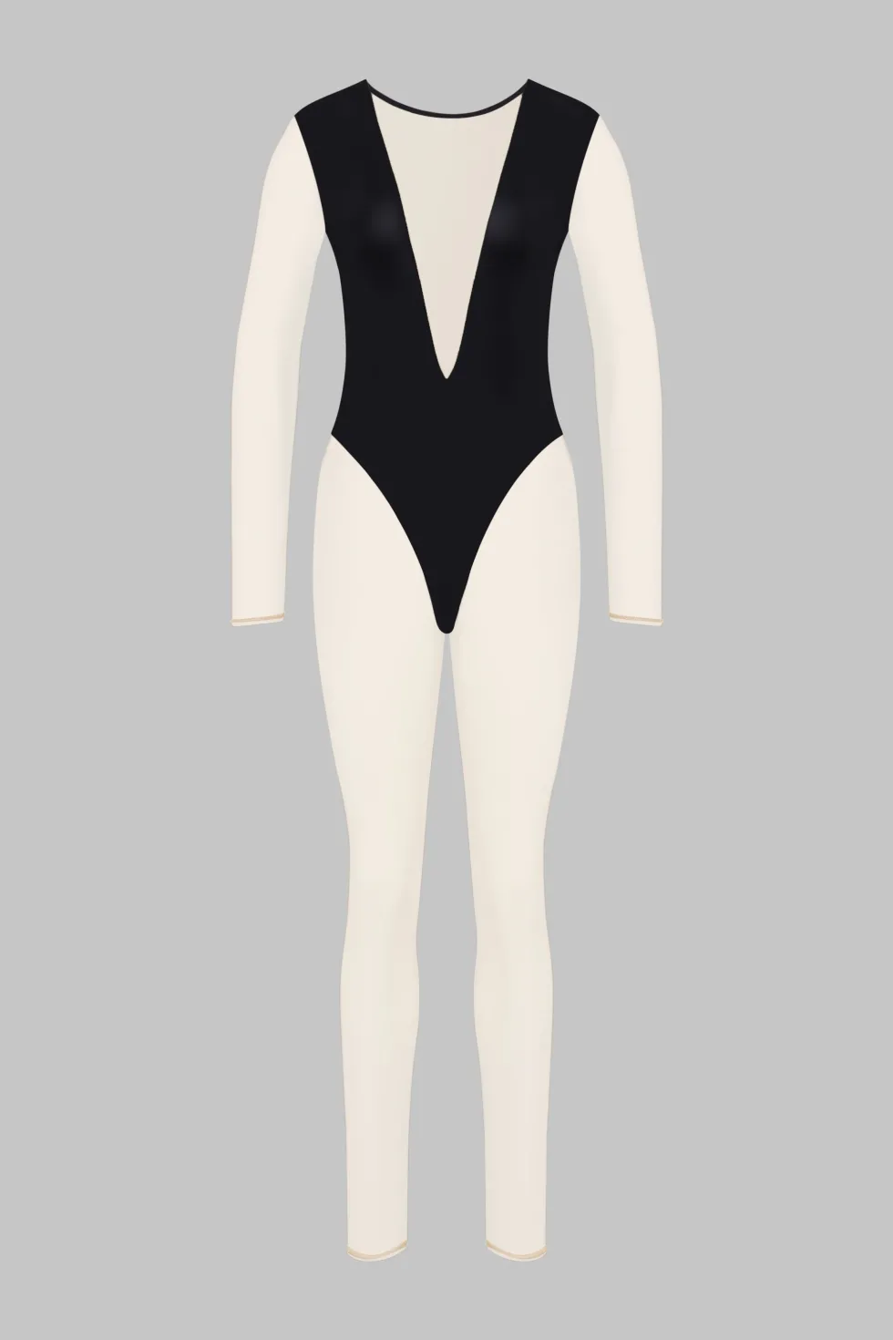 Pure TentationCatsuit col V manches longues