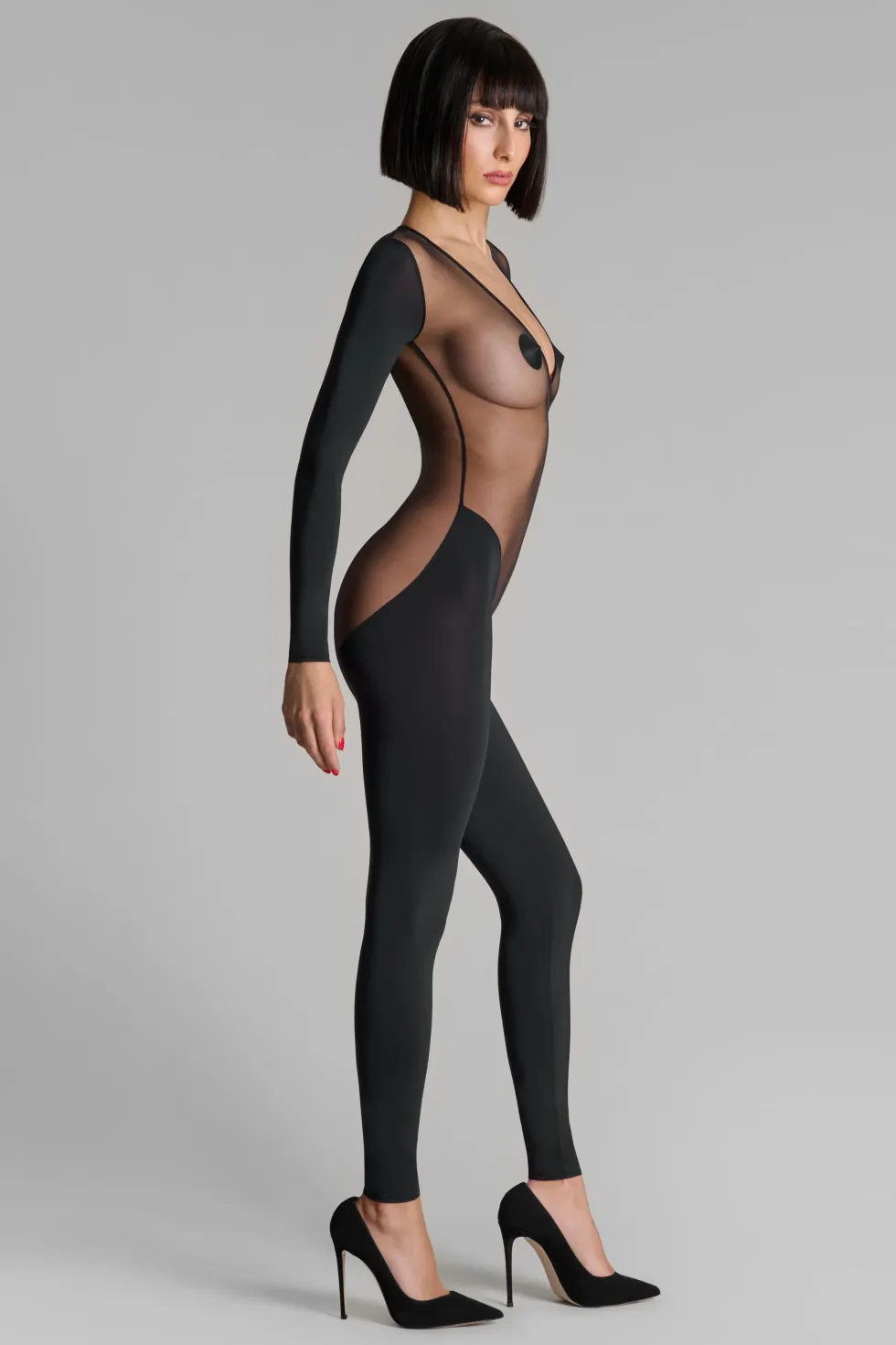 Pure TentationCatsuit manches longues dos transparent