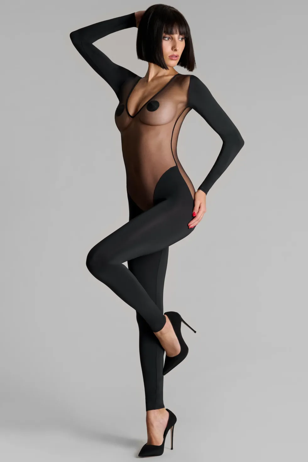 Pure TentationCatsuit manches longues dos transparent